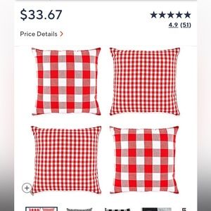 Design Imports Gingham/Buffalo Pillow Covers S/4